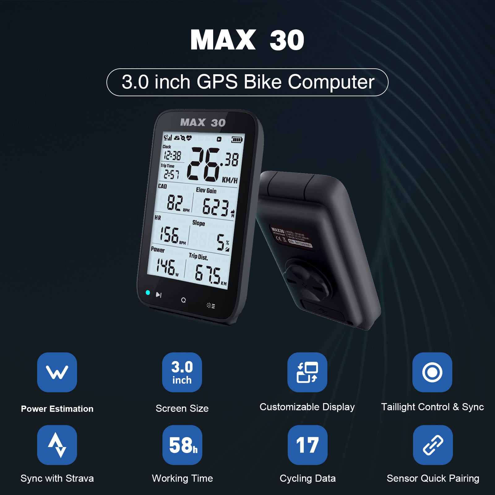 MAX30:GPS Bike Computer with 3.0 Inch Screen – Shanrenbike